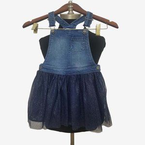 Girls 2PC Denim Overalls Sparkle Tutu Dress 5T